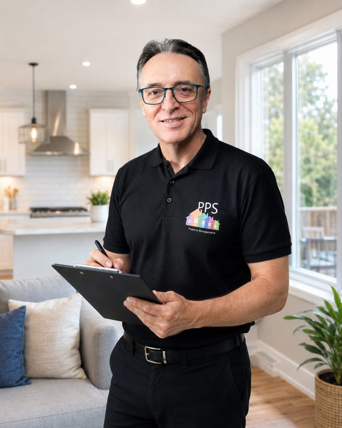 Steve Potter conducting a Property Health Check inside a Blackpool rental home